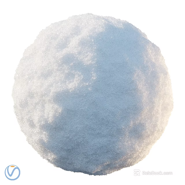 White Round Snowball Featuring Fluffy Textured Surface Under Natural Light 3d model 