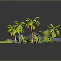 Modern SUV Car In 3D Render Scene With Palm Trees Stones And Green Plants