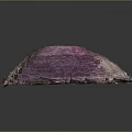 Cartoon Scene Depicting Ancient Pyramid with Stepped Platforms Purple Top and Water Reflection