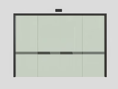 Modern Glass Sliding Doors With Black Frame Horizontal Strip For Home Interior 3d model