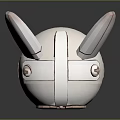 Rabbit Shaped Mechanical Robot Character With Red Circular Eye And Metallic Dotted Body 3d model