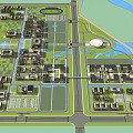 Modern college campus planning with playground 3d model