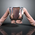 Pink Long Sleeve Top With Metal Buckles Straps And Knitted Fabric Design