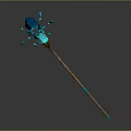Ornament Decoration Set With Blue Gemstones Shattered Effect Wooden Staff Golden Decorations And Blue Accents