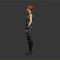 Game Movie Character 3D Model With Red Hair Green Tank Top And Gray Cargo Pants