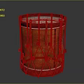 Traditional Red Round Drum With White Decorative Lines Brown Ropes And Metal Fasteners