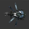 Green Silver Space Mission Helicopter With Rotors And Advanced Equipment
