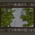 Chinese-style Flower Window Garden Flower Window Hollow Flower Window Bamboo Window Frame Scene Medium-style Flower Window Leaky Scene Hollow Carved Window 3d model