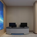 Modern Conference Room With Arranged Blue Seats Large Screen And Wooden Interior