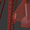 Yellow Tower Shaped Industrial Equipment With Supporting Poles And Base Platform