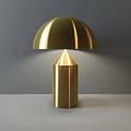 White Modern Table Lamp With Dome Shaped Shade And Cylindrical Base On Grey Background