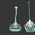 Modern Silver And Black Metal Pendant Lights With Wire Cage Shades