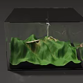 Scenic Green Mountainous Landscape With Winding Road And Wind Turbine In Transparent Cube