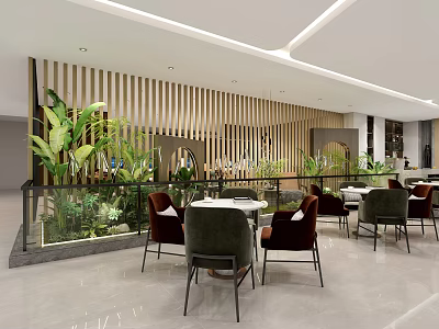Modern Leisure Area Interior Design With Indoor Green Plants And Comfortable Seating 3d model