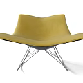 Yellow Leisure Chair Modern Curved Design With Metal Base And Minimalist Style