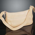 Beige Leather Shoulder Bag With Adjustable Strap And Front Zipper 3d model