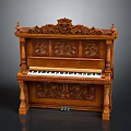Antique Ornate Wooden Piano With Intricate Carvings Classic Keyboard And Decorative Frame
