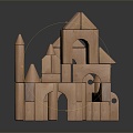 Modern Building Blocks Toy Building Blocks Toy Building Blocks Castle Wood Castle 3d model