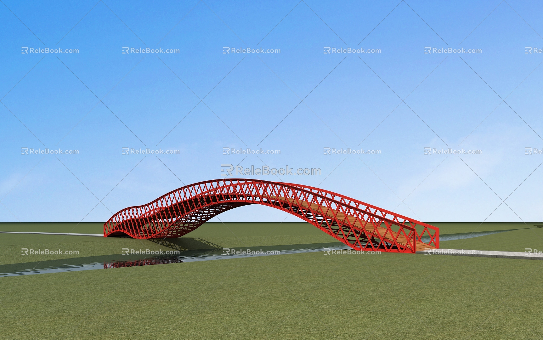 Steel structure footbridge 3D model 3d model