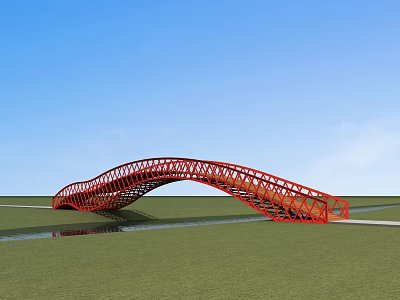 Steel structure footbridge 3D model 3d model