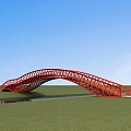 Steel structure footbridge 3D model 3d model