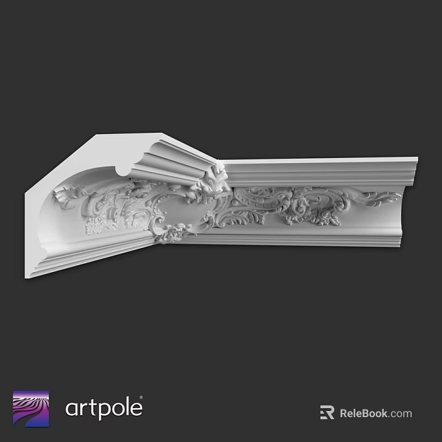 Detailed Ornate White Decorative Architectural Component With Intricate Carved Patterns 3d model 