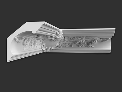 Detailed Ornate White Decorative Architectural Component With Intricate Carved Patterns 3d model