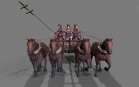 Chinese carriage ancient chariot warrior 3d model