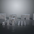 Scene Building Components With Stone Walls Columns Doorway And Various Modules 3d model