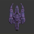 Futuristic Purple Spaceship With Glowing Blue Details And Streamlined Design For Cosmic Exploration