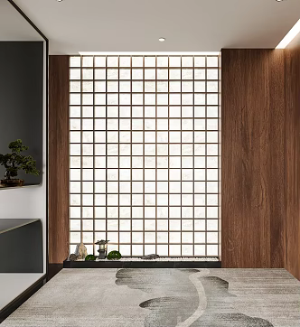 New Chinese Style Background Wall Luminous Stone Background Wall Luminous Stone Potting New Chinese Style Gardening Sick 3d model