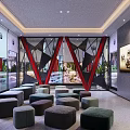 Modern Luxury Conference Room Featuring Geometric Partition Circular Stools And Floor To Ceiling Windows