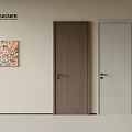 Modern Hinged Doors in Dark Brown and Light Gray with Colorful Painting on Wall
