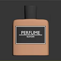 Stylish Orange Perfume Bottle Design With Black Cap And Blossom Label