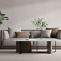 Modern Double Sofa Double Sofa Coffee Table Combination 3d model