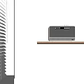Modern Wooden Wireless Speaker With Retro Design On Shelf Near Window