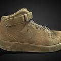 Worn Look Beige High Top Sneakers With Gray Laces And Nike Logo