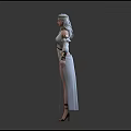 Female Angelic Creature Character 3D Model With Front Back Views White Gown Golden Accents