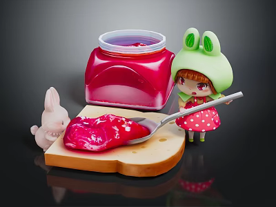 Commercial Kitchen Utensils Set With Wooden Cutting Board Spoon And Jam Jar 3d model