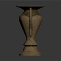 Vintage Brass Vase With Double Curved Handles And Octagonal Base On Dark Background