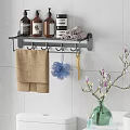 Modern Wall Mounted Bathroom Shelf With Organized Toiletries Towel And Hooks Design