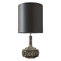 Elegant Table Lamp With Black Lampshade And Silver Carved Base Design 3d model