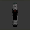 Futuristic Sci Fi Pistol With Silver Red Metallic Design And Black Grip