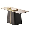 Modern Console Table With Wooden Base And Gold Accent Rectangular Top For Stylish Interior 3d model