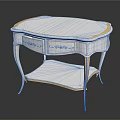 Elegant White Dressing Table With Gold Accents Carved Drawers And Curved Legs