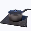 Black Kitchen Pot Placed On Modern Electric Hot Plate Appliance