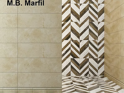 M B Marfil Beige Tiles With Herringbone Pattern For Wall And Floor 3d model