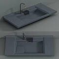 Modern Minimalist Gray Stone Washbasin with Integrated Countertop and Faucet