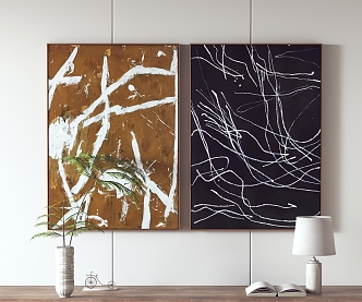 Modern Abstract Painting Decorative Painting Hanging Painting 3d model