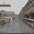Modern Restaurant Interior Design With Spacious Dining Area Large Windows Tables Chairs And Buffet Counter
